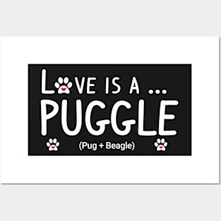 Love is a Puggle Dog Posters and Art